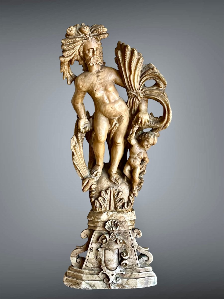  Pair Of Allegorical Sculptures In Alabaster, 17th Century. -photo-2