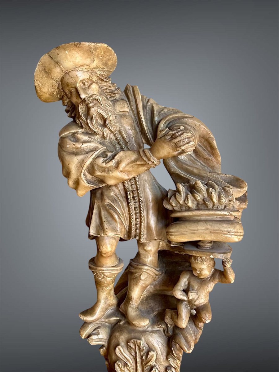  Pair Of Allegorical Sculptures In Alabaster, 17th Century. -photo-1
