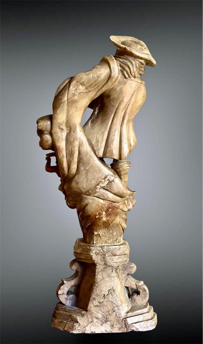  Pair Of Allegorical Sculptures In Alabaster, 17th Century. -photo-5