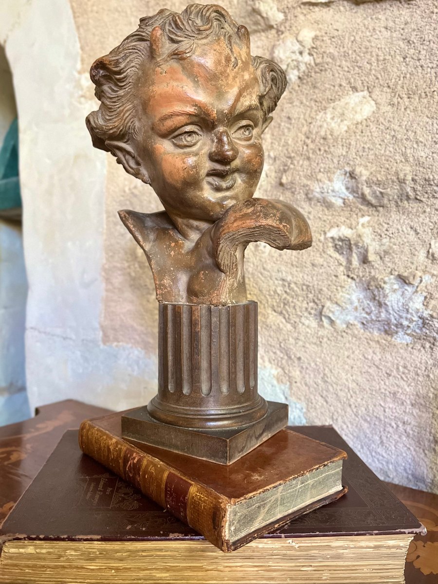 Bust Of A Young Satyr, Terracotta After J-b Carpeaux. 19th Century -photo-3