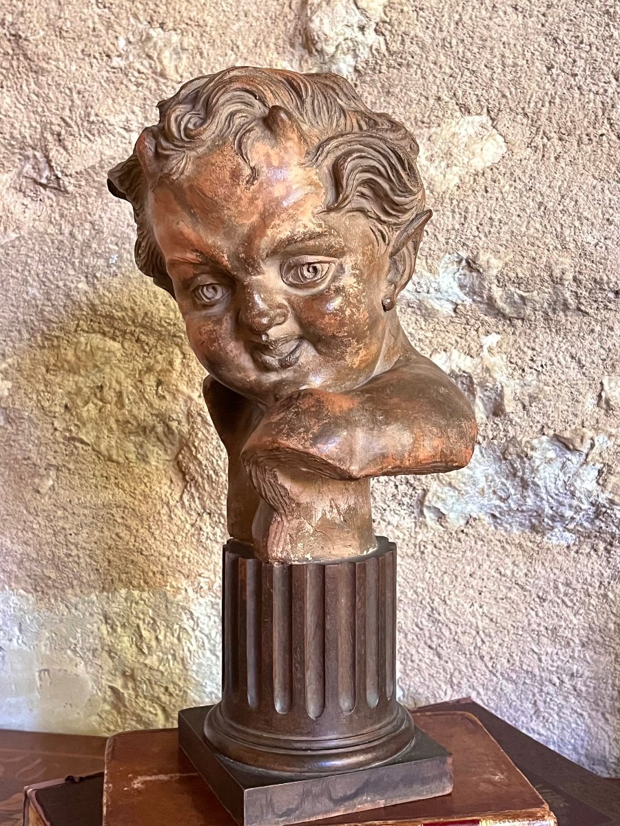 Bust Of A Young Satyr, Terracotta After J-b Carpeaux. 19th Century -photo-4
