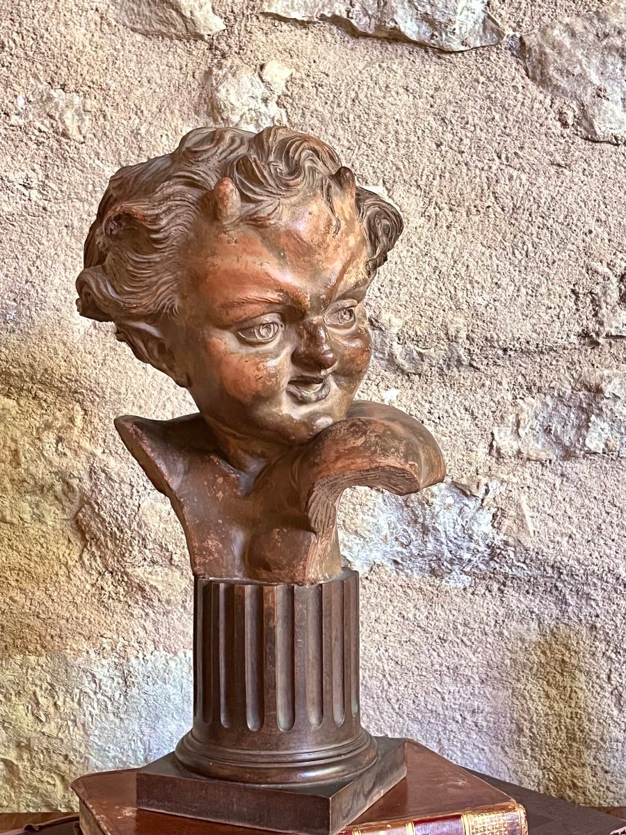 Bust Of A Young Satyr, Terracotta After J-b Carpeaux. 19th Century 