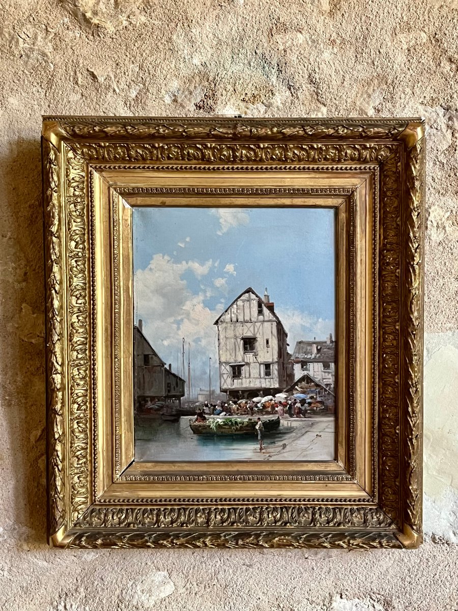 Vue du port de Rouen . Huile sur toile . Emile Godchaux . 