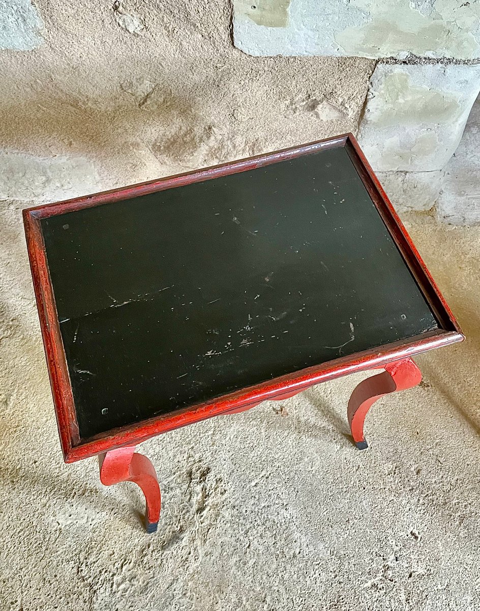 Red-lacquered Cabaret Table, Louis XV Period, 18th Century. -photo-1