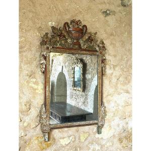 Miroir Provençal En Bois Peint , époque Louis XVI 