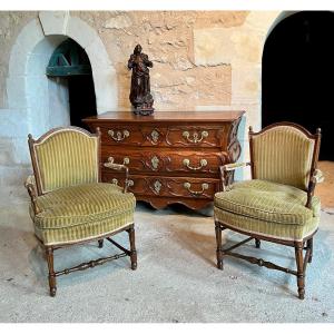Paire De Fauteuils Provençaux Epoque Fin XVIII ème . 