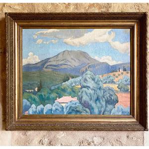 la montagne Sainte Victoire  à Aix en Provence , signée Jaume Guiran . 