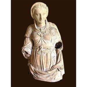 Virgin And Child. Terracotta. Late 16th Century. Le Mans School