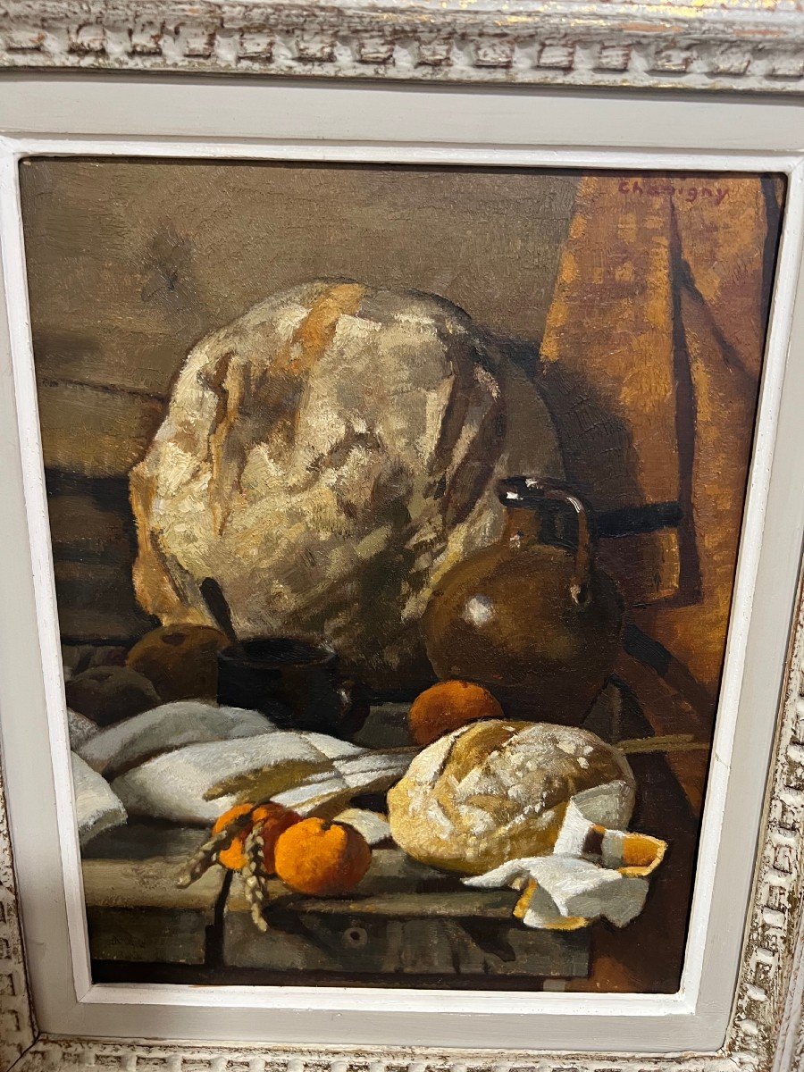 Peinture Huile Sur Carton Signé André Charigny Nature Morte-photo-4