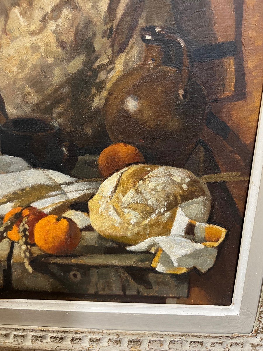 Peinture Huile Sur Carton Signé André Charigny Nature Morte-photo-5