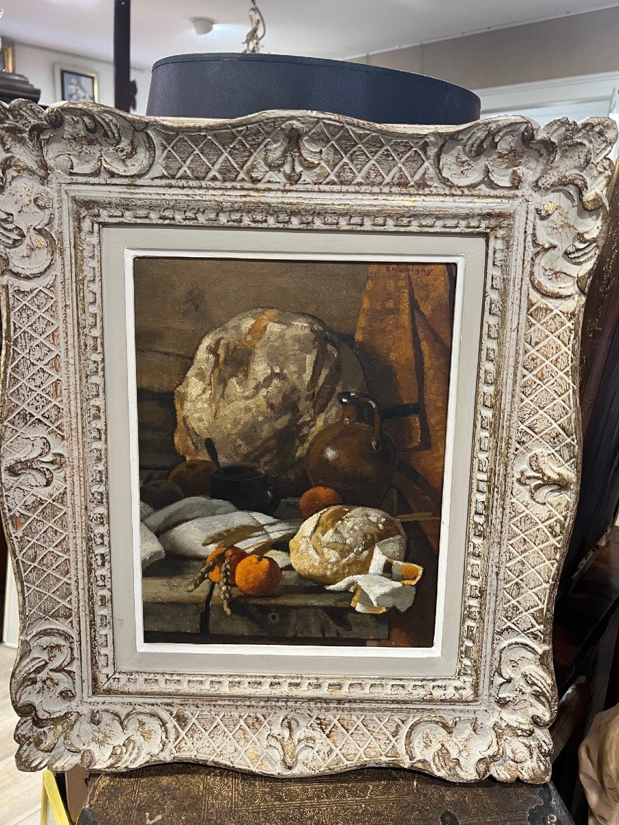 Peinture Huile Sur Carton Signé André Charigny Nature Morte-photo-8