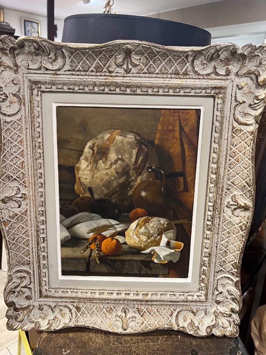 Peinture Huile Sur Carton Signé André Charigny Nature Morte