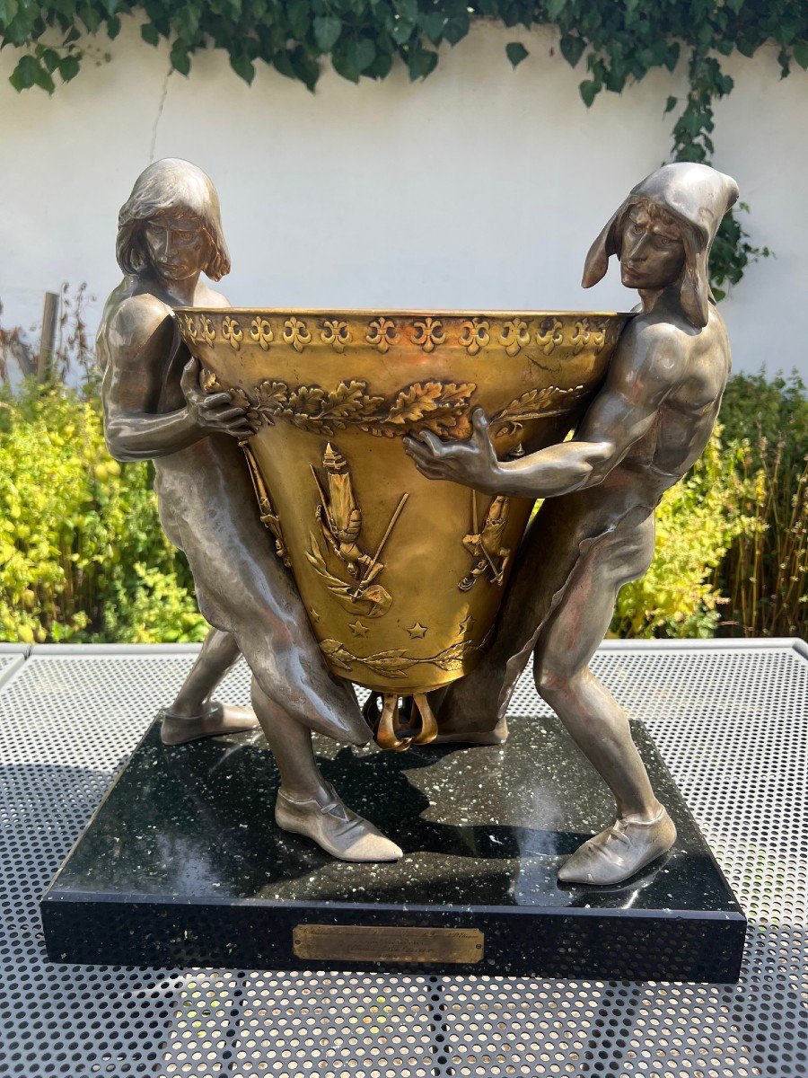 Bronze Par Albert Lefeuvre Fondeur Siot A Paris Sujet "les Fondeurs De Cloches Du Moyen-age-photo-3
