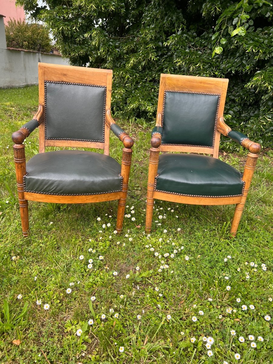 Pair Of Cherry Armchairs Period 1820-1830-photo-1