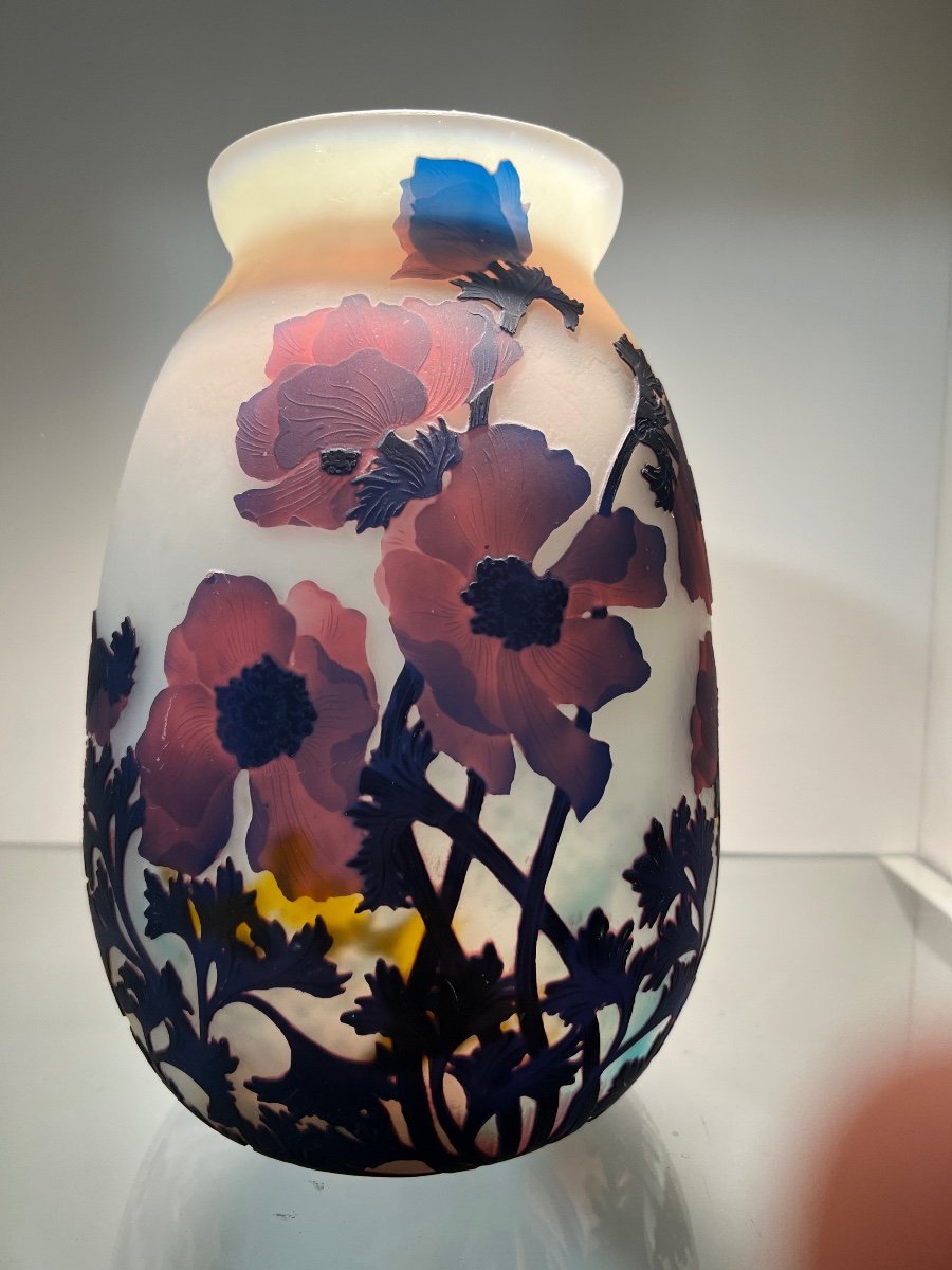 Vase Muller Frères Luneville Coquelicots 