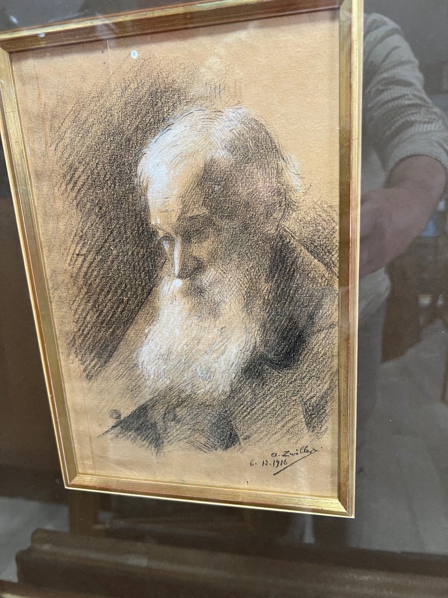 Dessin Crayon Pastel Autoportrait De Augustin Zwiller -photo-2