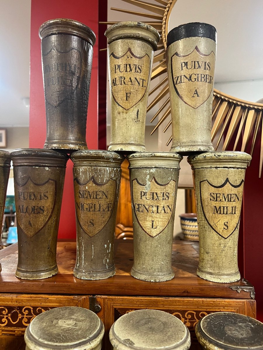 Set Of 17 Wooden Pharmacy Pots XVIII-photo-2