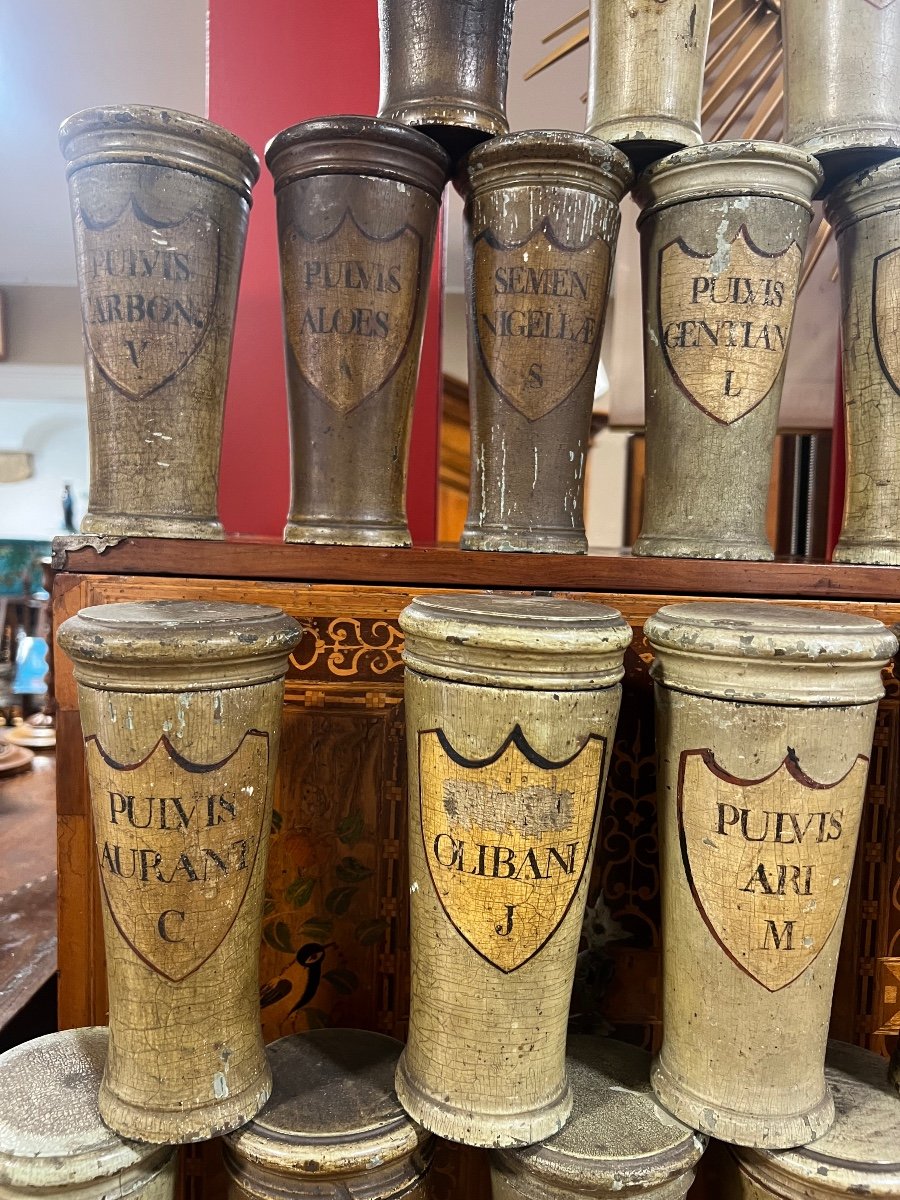Set Of 17 Wooden Pharmacy Pots XVIII-photo-7