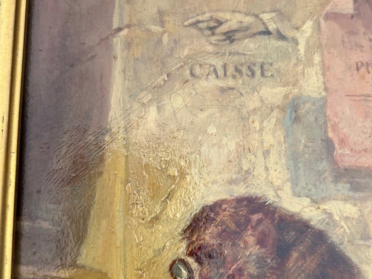 Oil On Panel By Hippolyte Boug d'Orshwiller The Monkey And His Gold Coins-photo-7