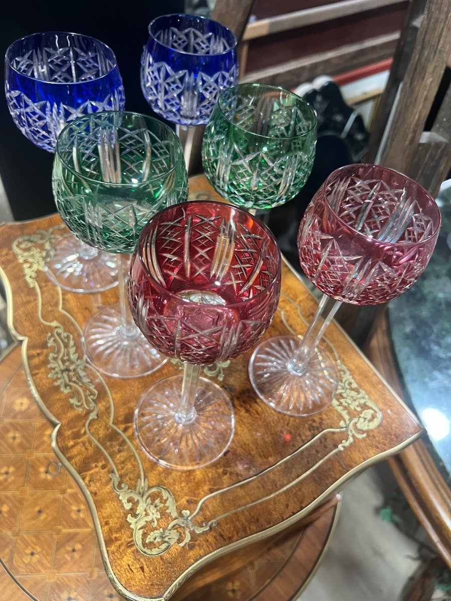Série De Six Verres à Vin Saint-louis Verre Du Rhin-photo-1