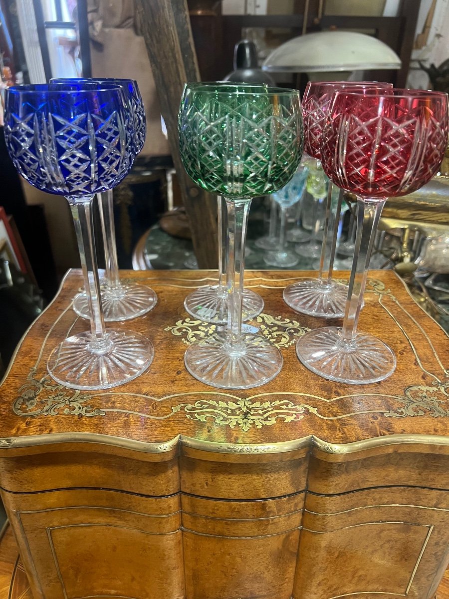 Série De Six Verres à Vin Saint-louis Verre Du Rhin-photo-2