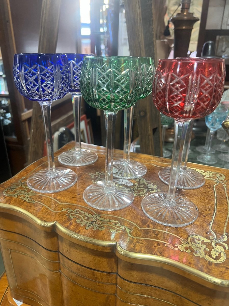 Série De Six Verres à Vin Saint-louis Verre Du Rhin-photo-3
