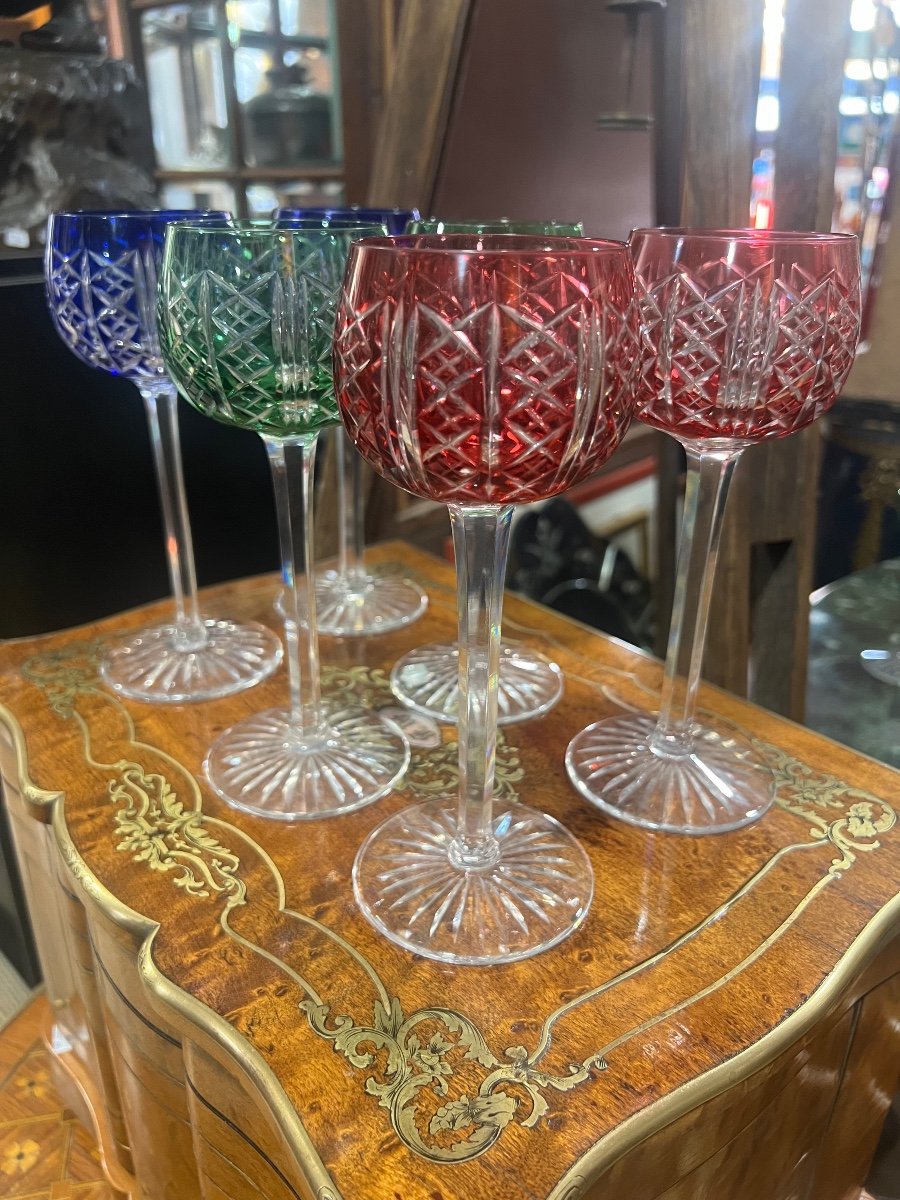 Série De Six Verres à Vin Saint-louis Verre Du Rhin-photo-5