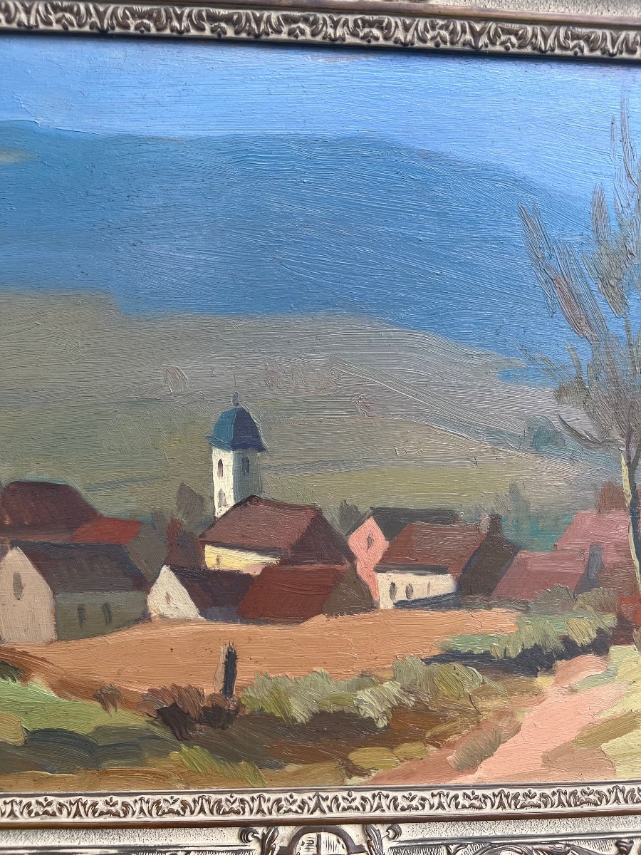 Peinture Huile Sur Panneau Par Jules Emile Zingg Village De Bettoncourt 1934-photo-3