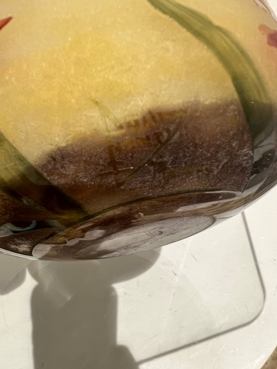 Coupe Polylobée Daum Gravé émaillée à Décor De Fleurs-photo-6