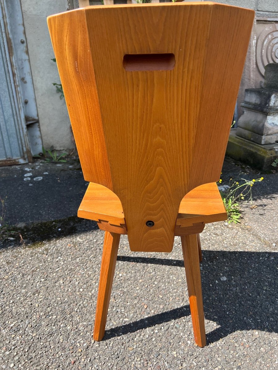 Six Pierre Chapo Chairs In Solid Elm-photo-3