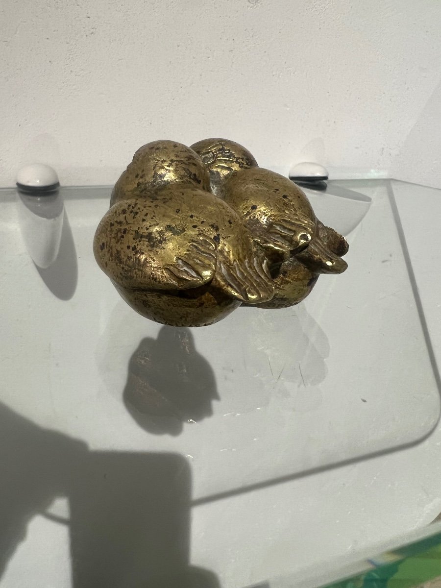 Deux Oisillons Art Déco Bronze Signé Laurent -photo-2