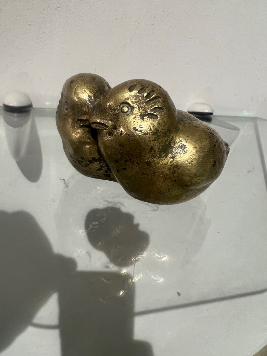 Deux Oisillons Art Déco Bronze Signé Laurent -photo-6
