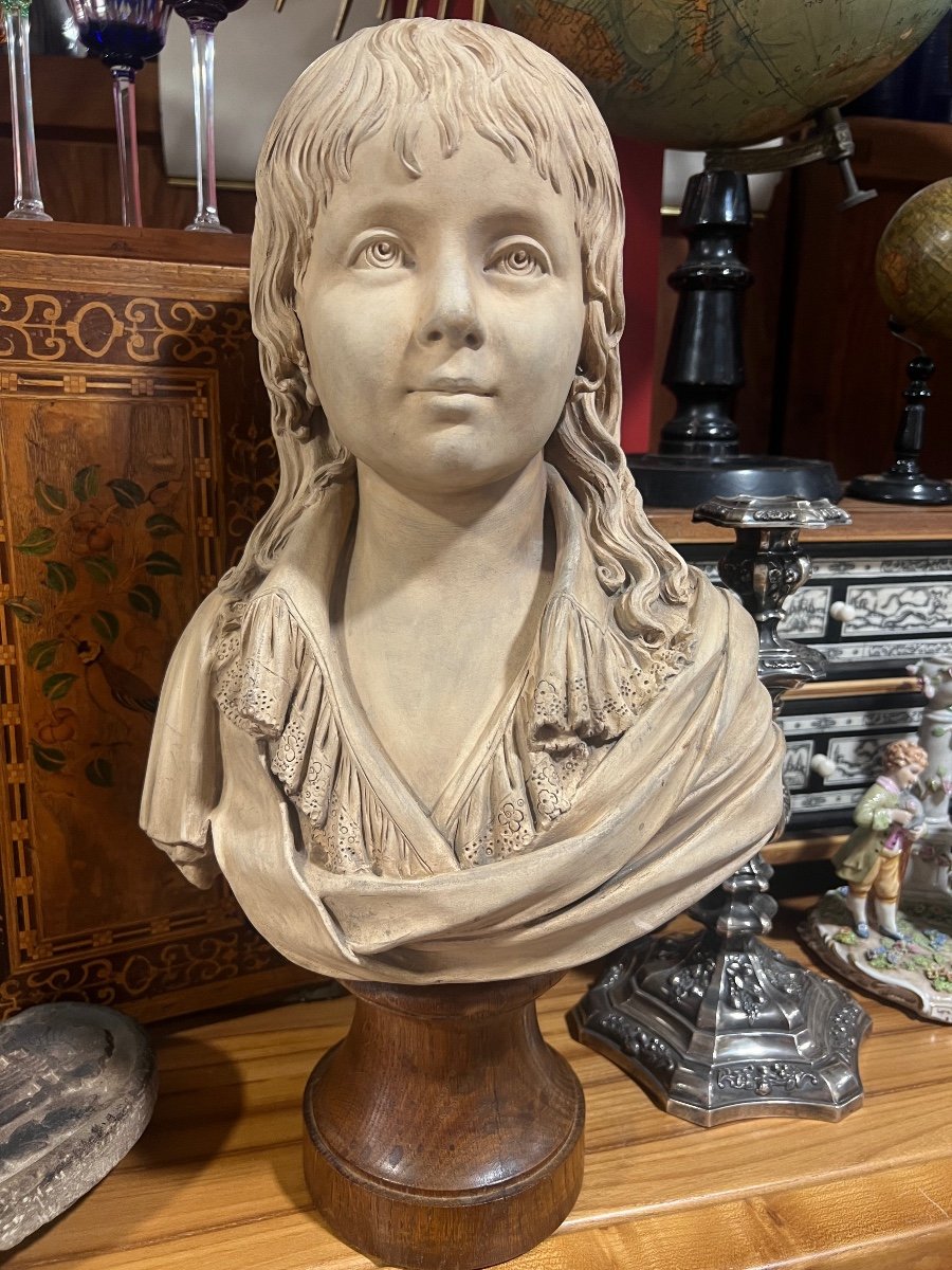 Buste En Terre Cuite Du Dauphin Louis XVII-photo-3