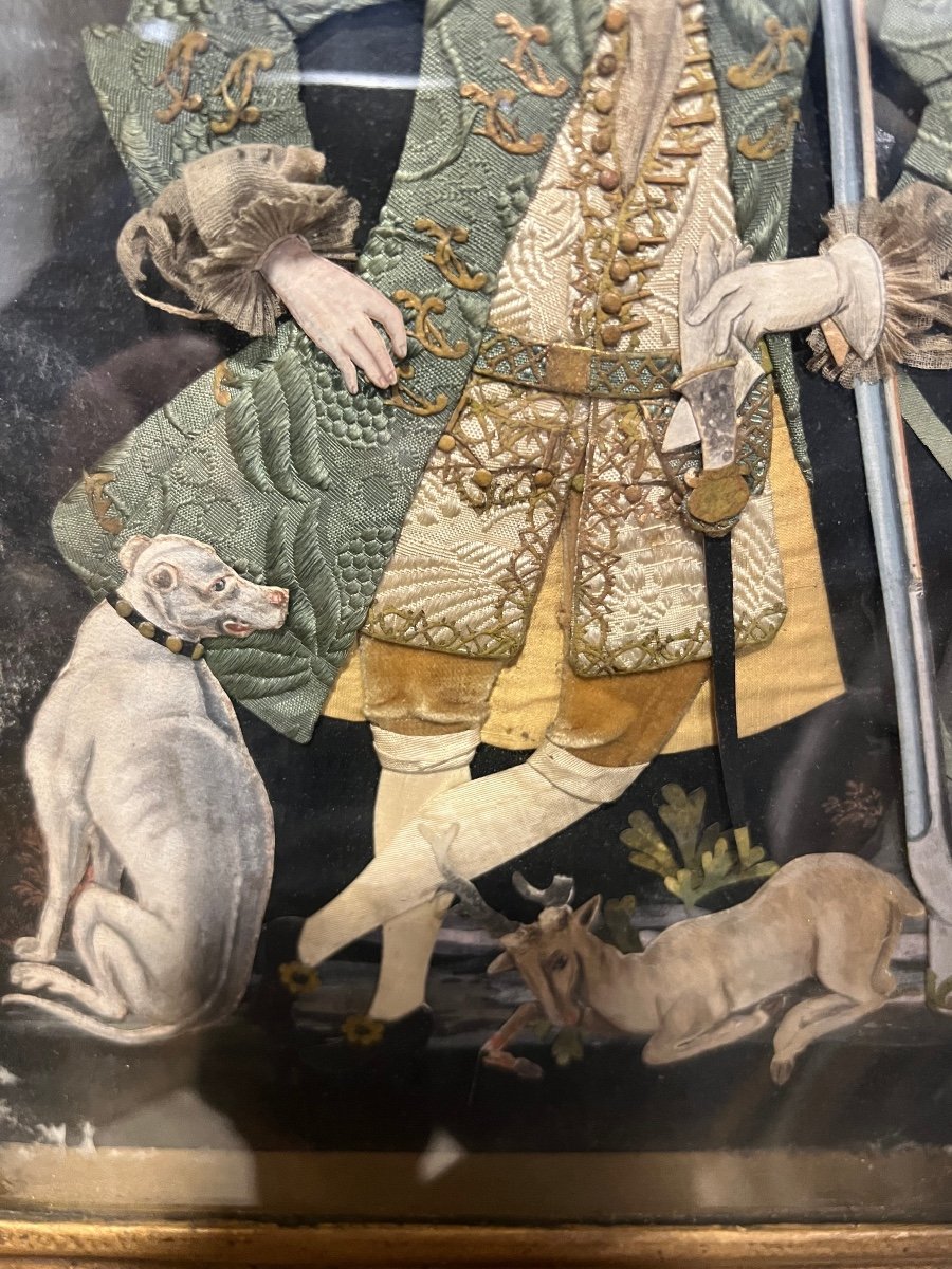 Tableau XVIII Tissus Habillés Et Papier Découpé Le Retour De Chasse-photo-2