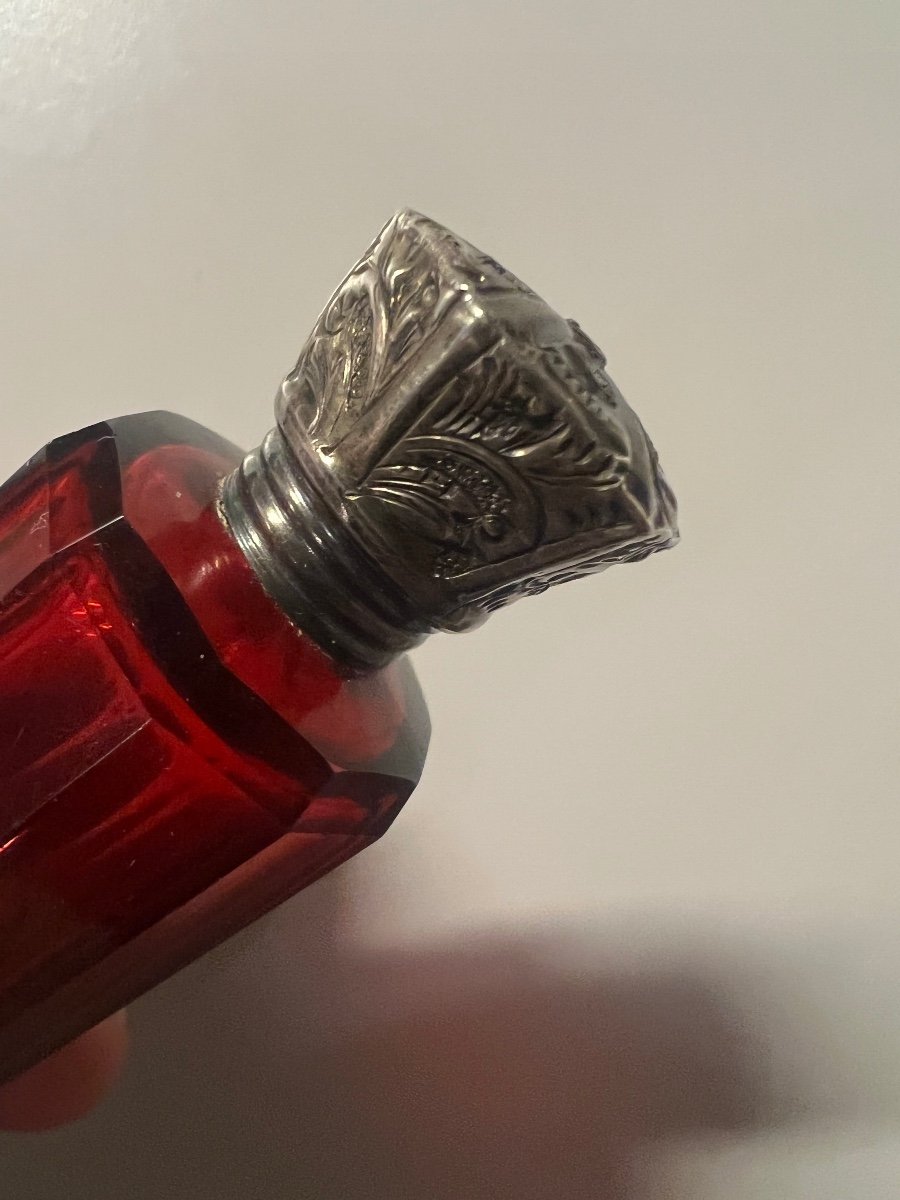 Double Mount Salt Bottle Silver, Red Crystal-photo-4