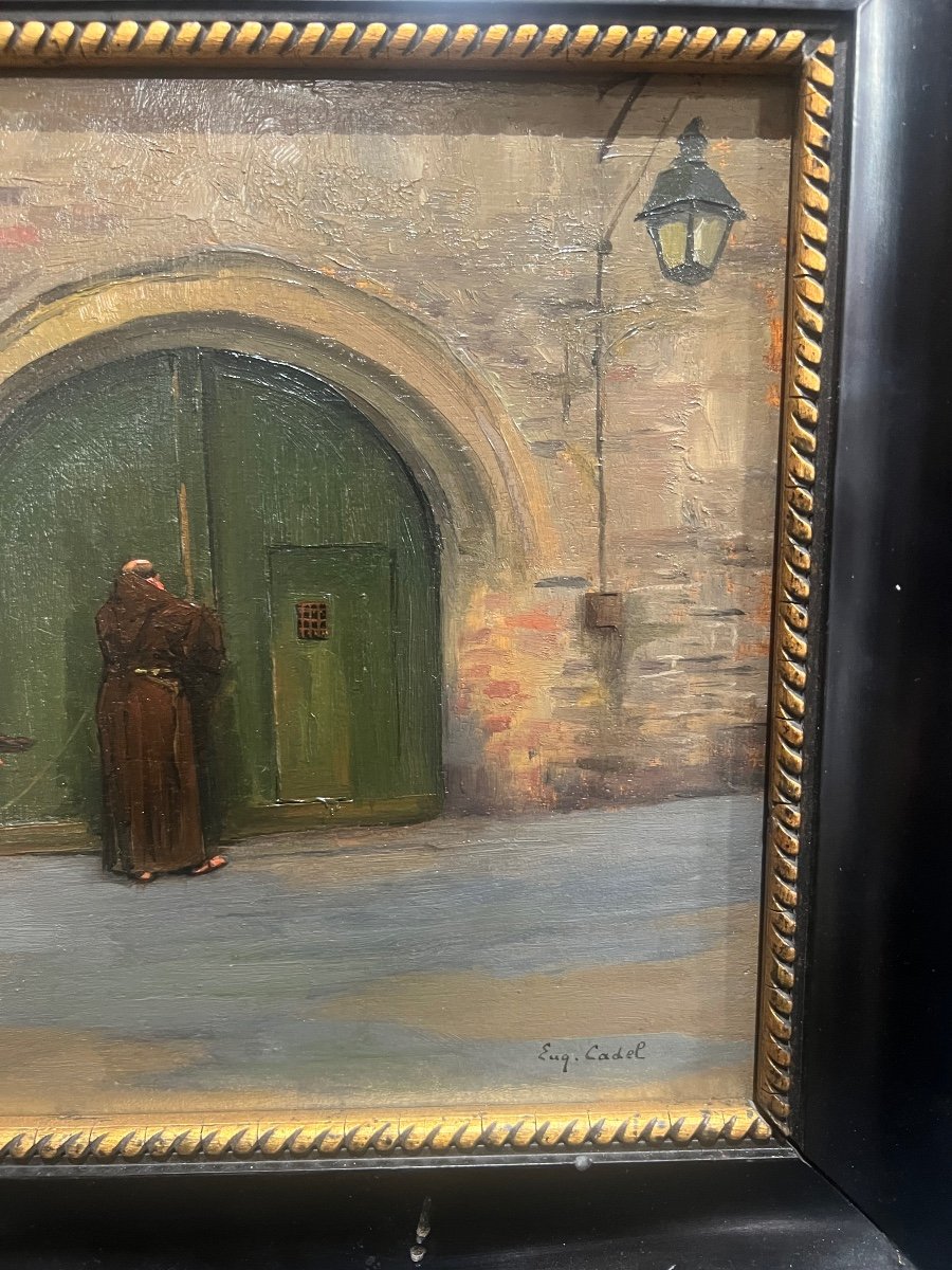 Peinture Huile Sur Bois Signé Eugene Cadel  Expo Salon 1909-photo-8