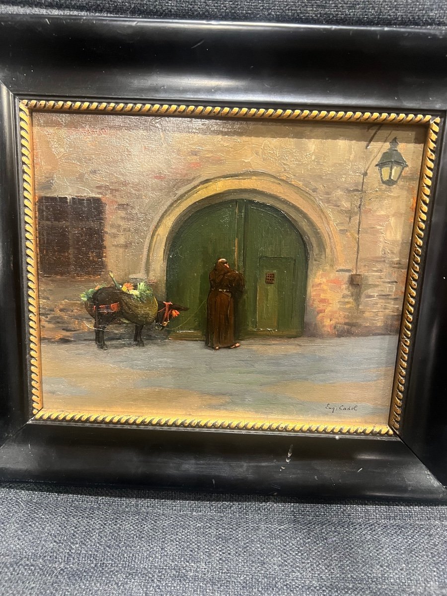 Peinture Huile Sur Bois Signé Eugene Cadel  Expo Salon 1909
