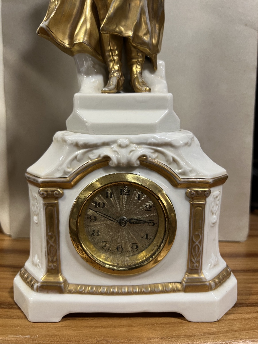 Saxon Porcelain Clock Representing Napoleon I