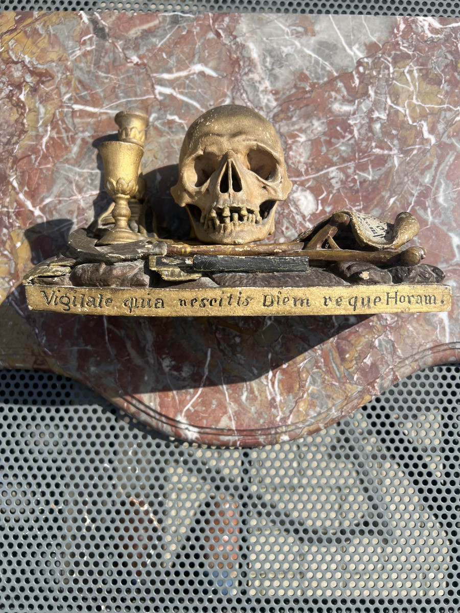 Mémento Mori En Bois Allemagne Du Sud Ou Alsace XVII-photo-2
