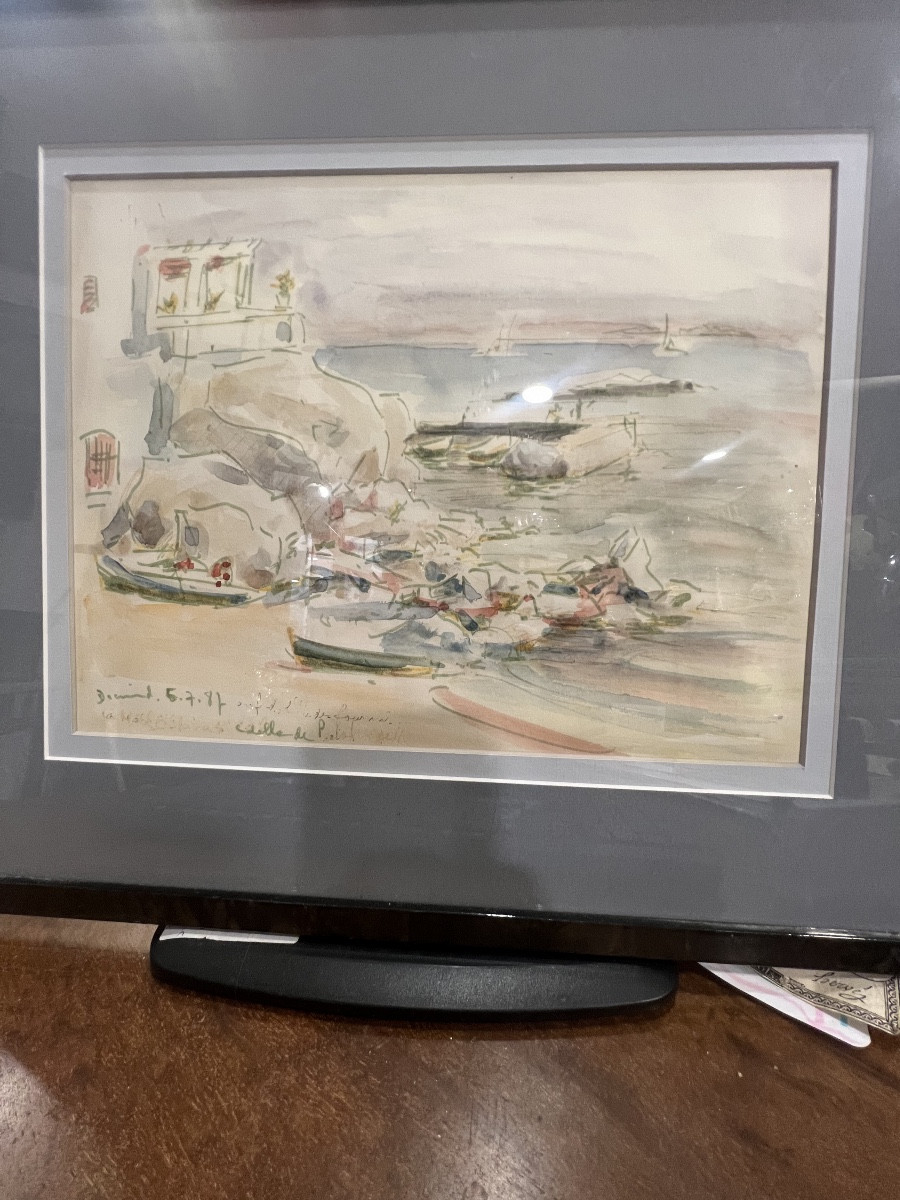 Watercolor Signed Paul Jean Decrind Known As Le Pol-photo-1