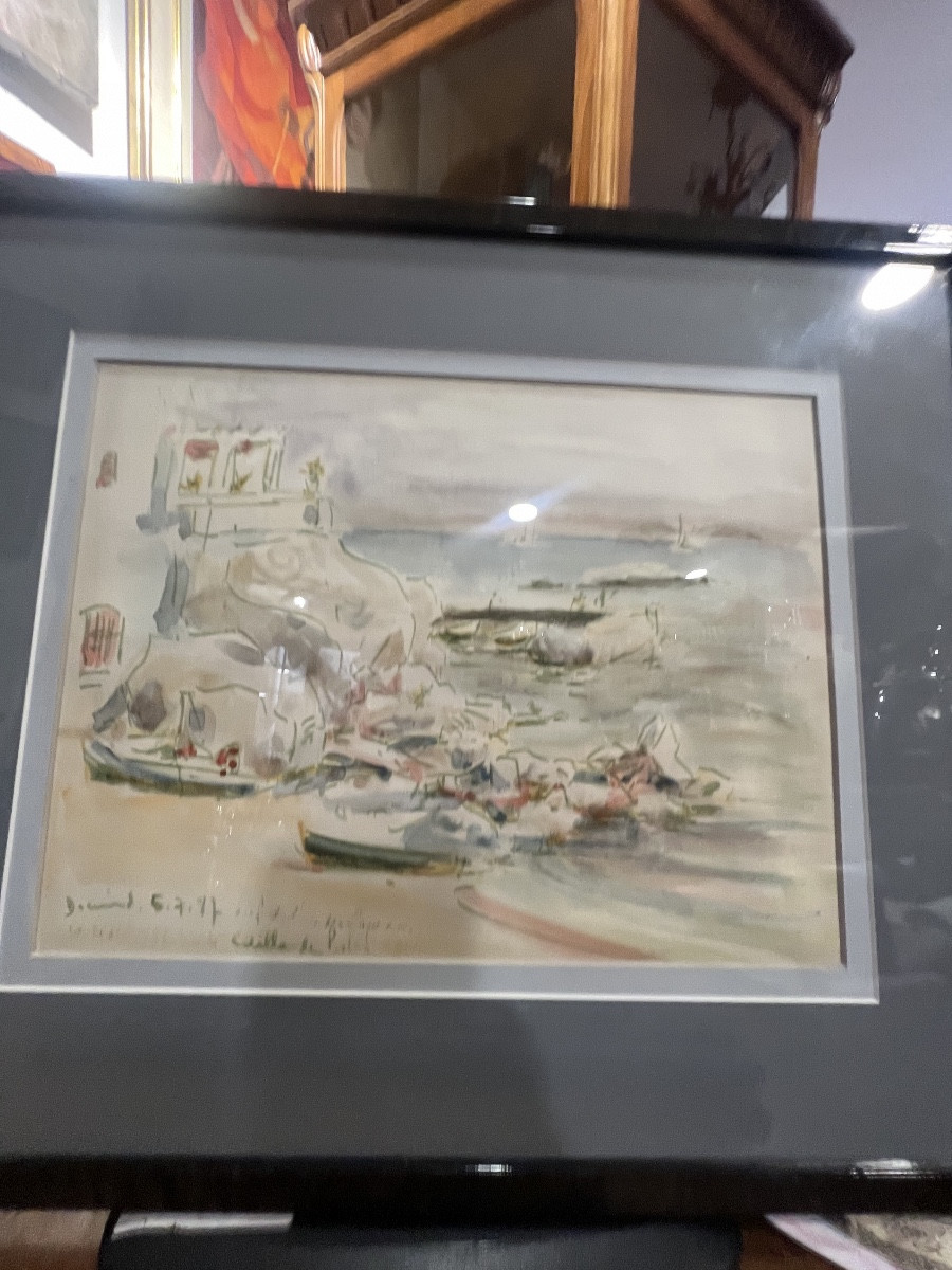 Watercolor Signed Paul Jean Decrind Known As Le Pol-photo-2