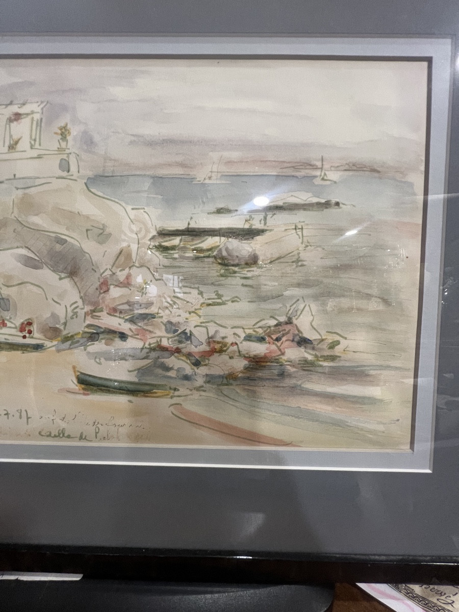 Watercolor Signed Paul Jean Decrind Known As Le Pol-photo-8