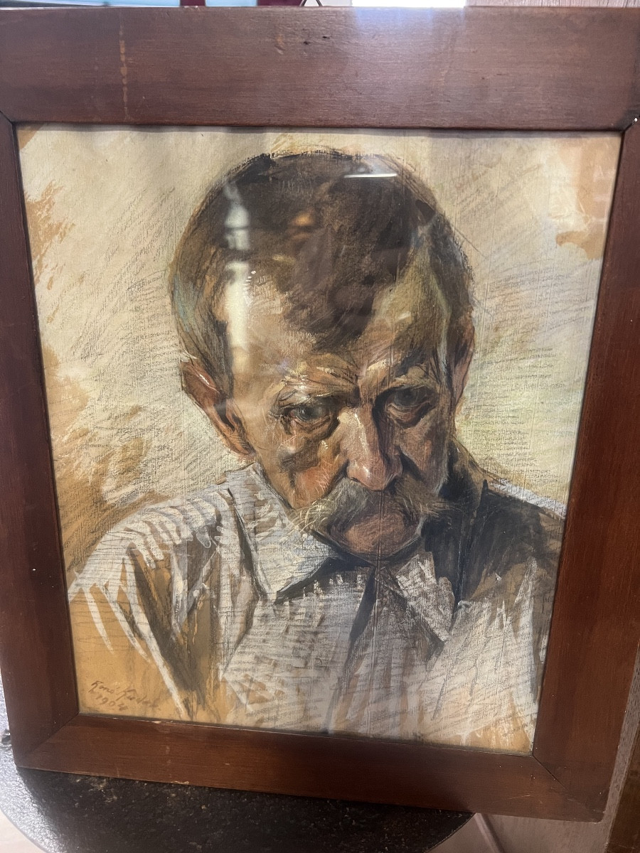 Watercolor And Gouache Portrait Of A Man By René Kuder 1904-photo-4