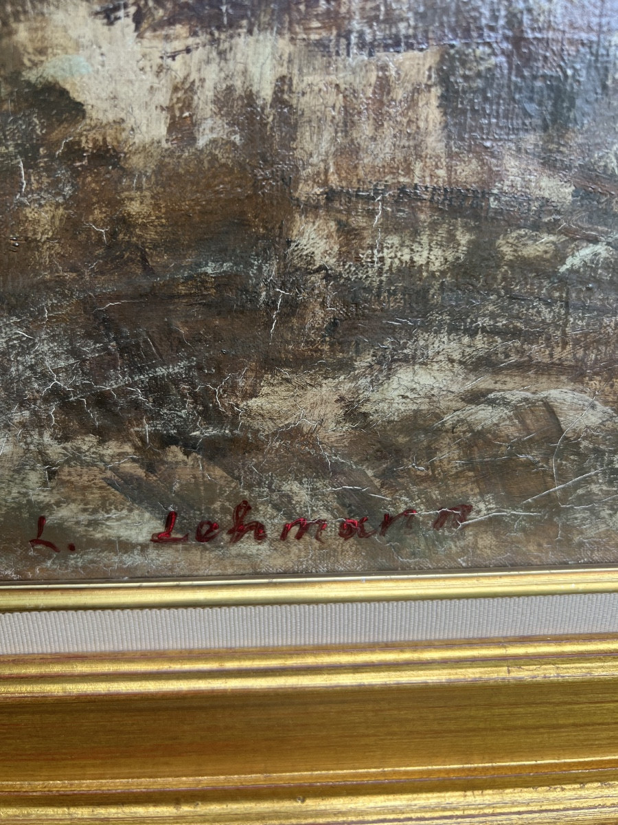 Oil Painting On Canvas Signed Leon Lehmann -photo-3