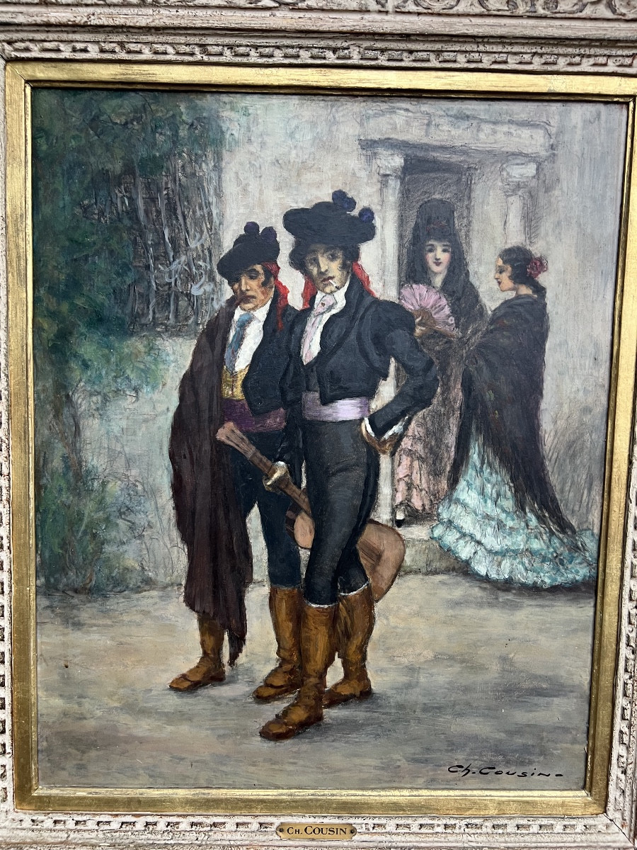 Huile sur isorel par Charles Eugène COUSIN-photo-2