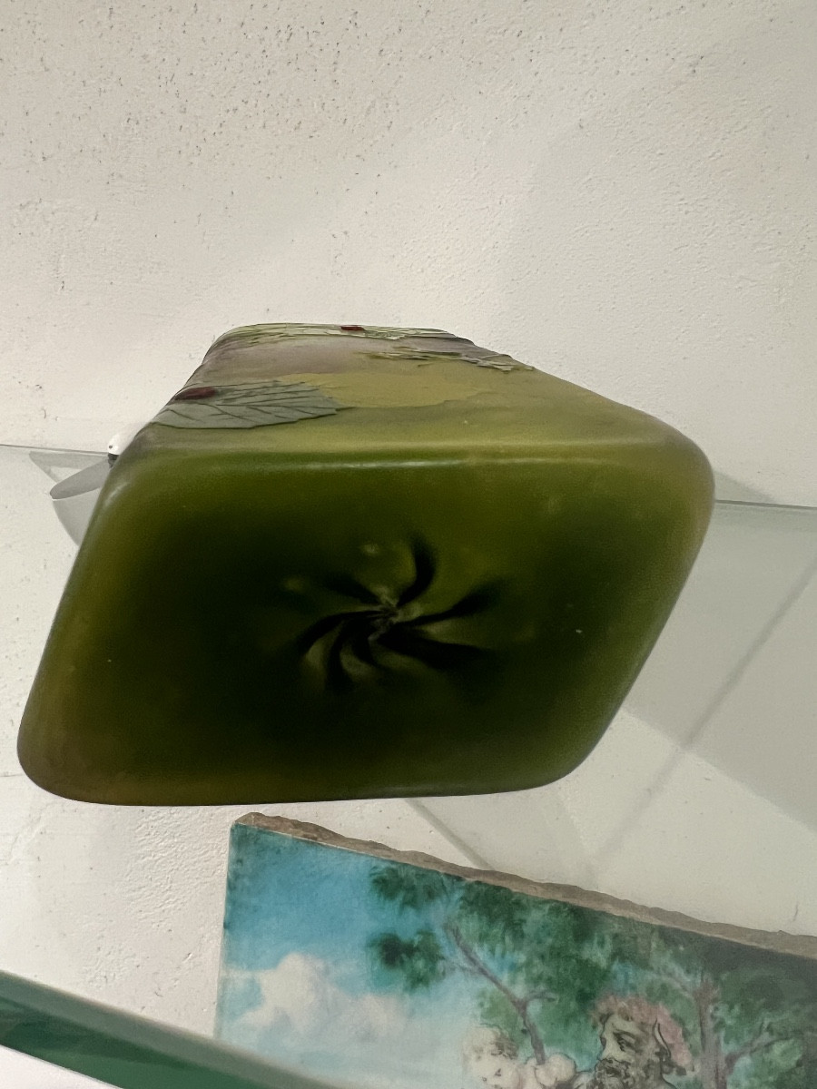 Vase Muller Frères Luneville décor de feuilles avec application -photo-7