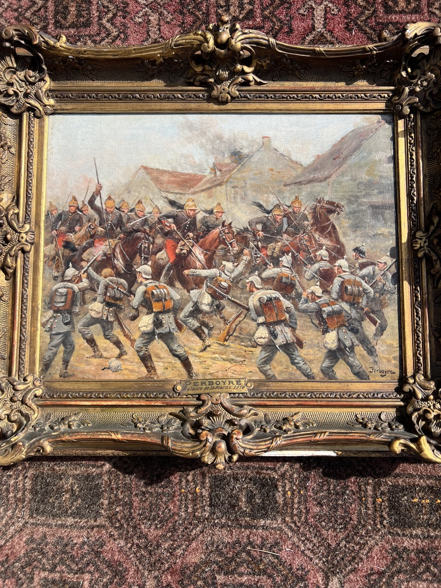 Oil On Canvas, Battle Of The Marne 1914 By Paul Perboyre-photo-2