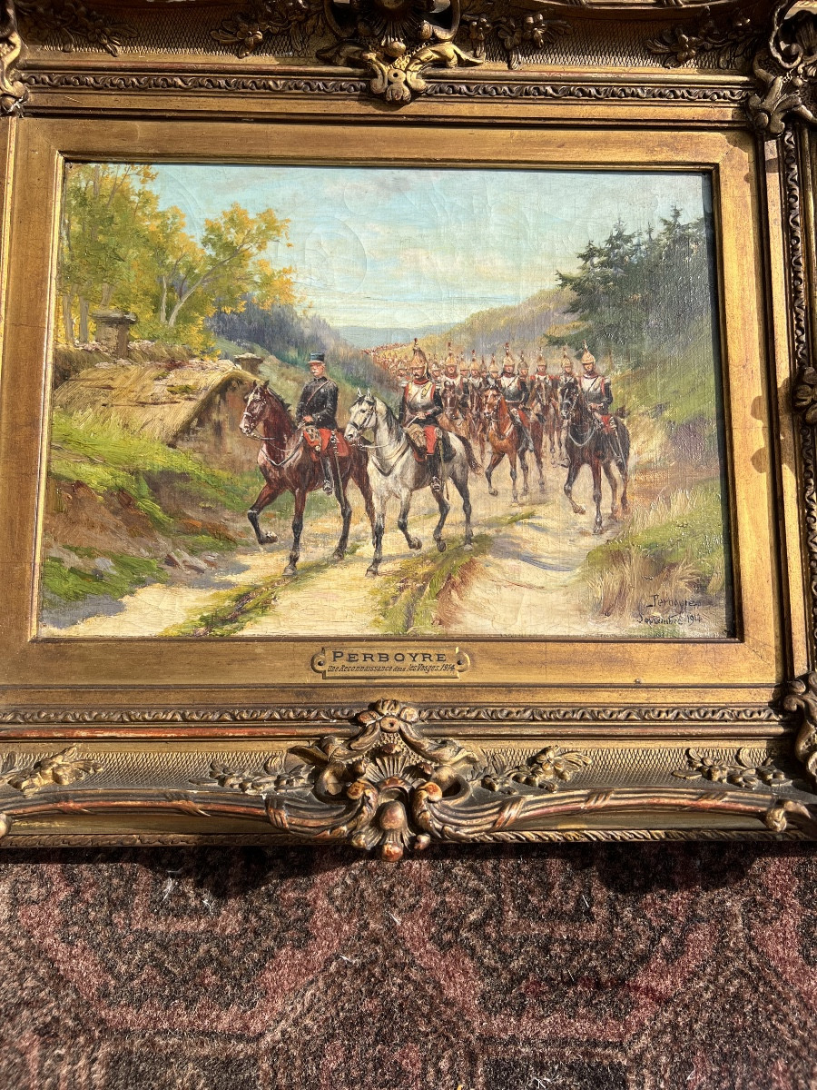 Oil Painting On Canvas By Paul Perboyre, Recognition In The Vosges Region-photo-2