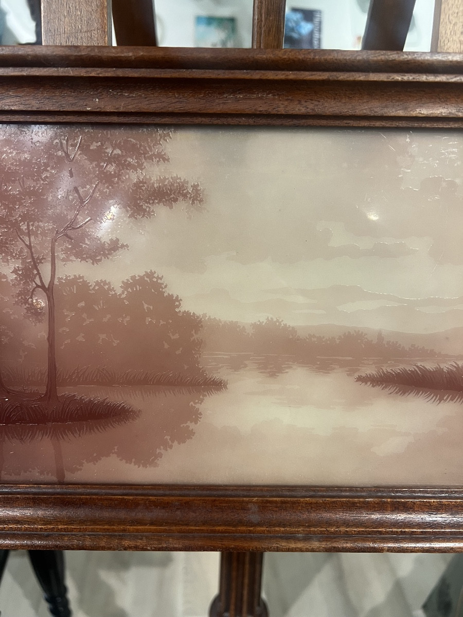Glass Painting Engraved By Jacques Gruber Lake Landscape-photo-6