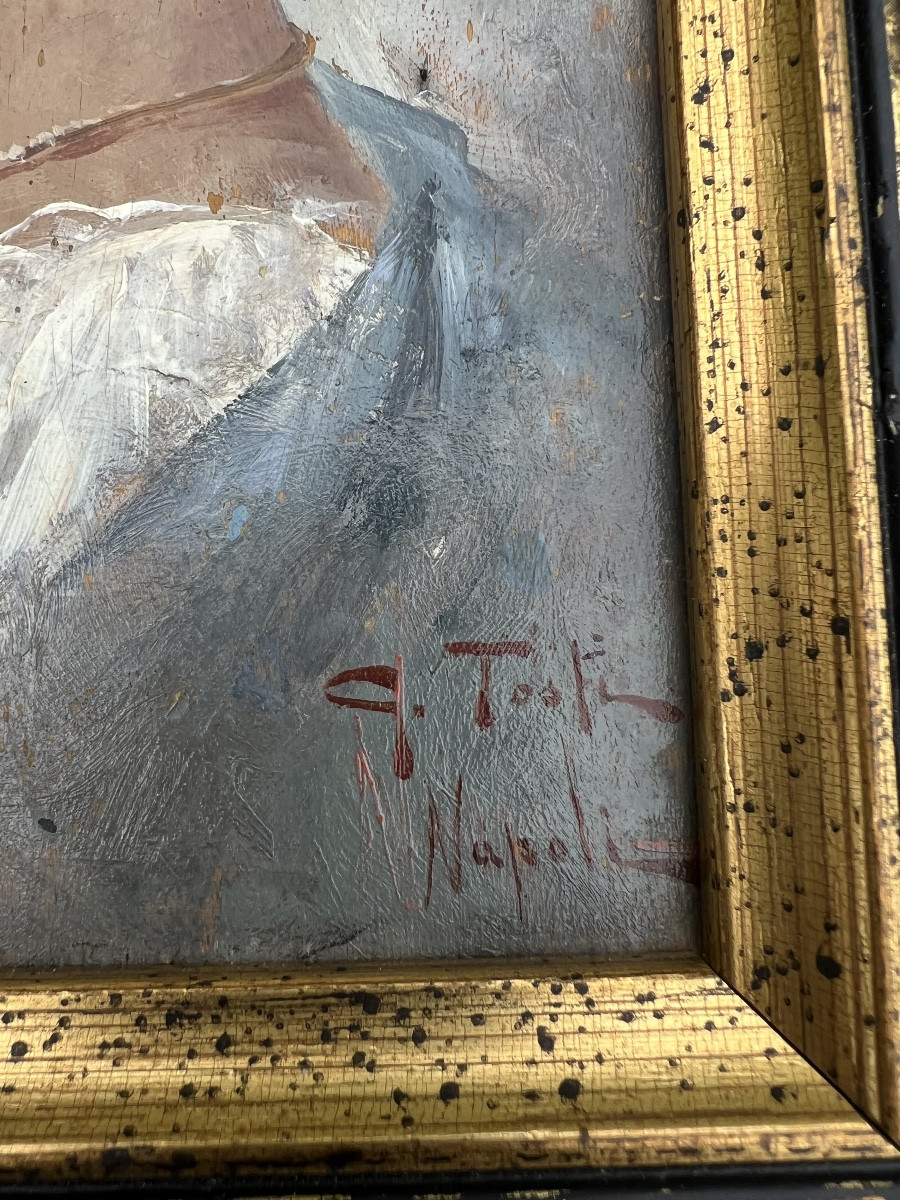 Peinture huile par Giuseppe TOSTI jeune Napolitaine -photo-4